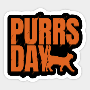 Orange Lettering On Purrsday Sticker